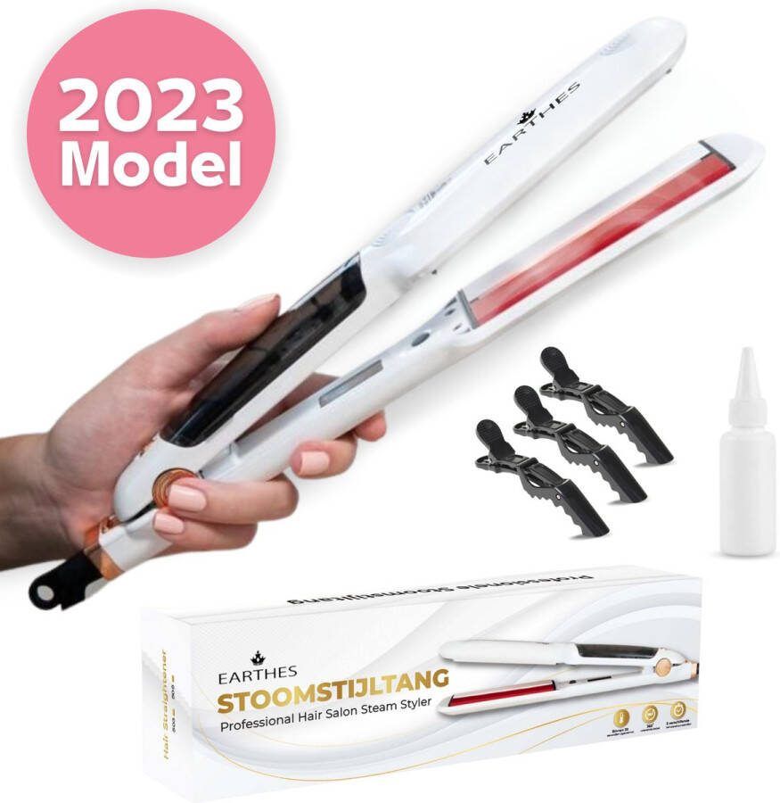 Earthes Stoom Stijltang Inclusief 3 Kappers Haarclips Wit