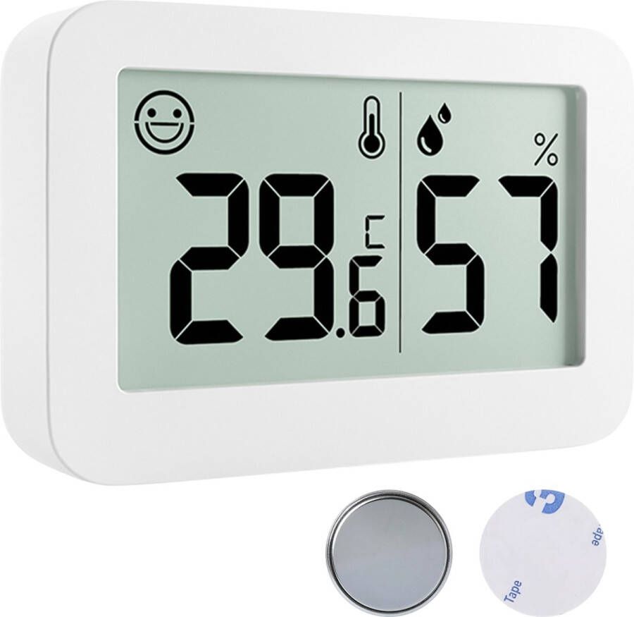 Ease Electronicz Hygrometer & Thermometer Weerstation Luchtvochtigheidsmeter Thermometer Voor Binnen Incl. Batterij en Plakstrip