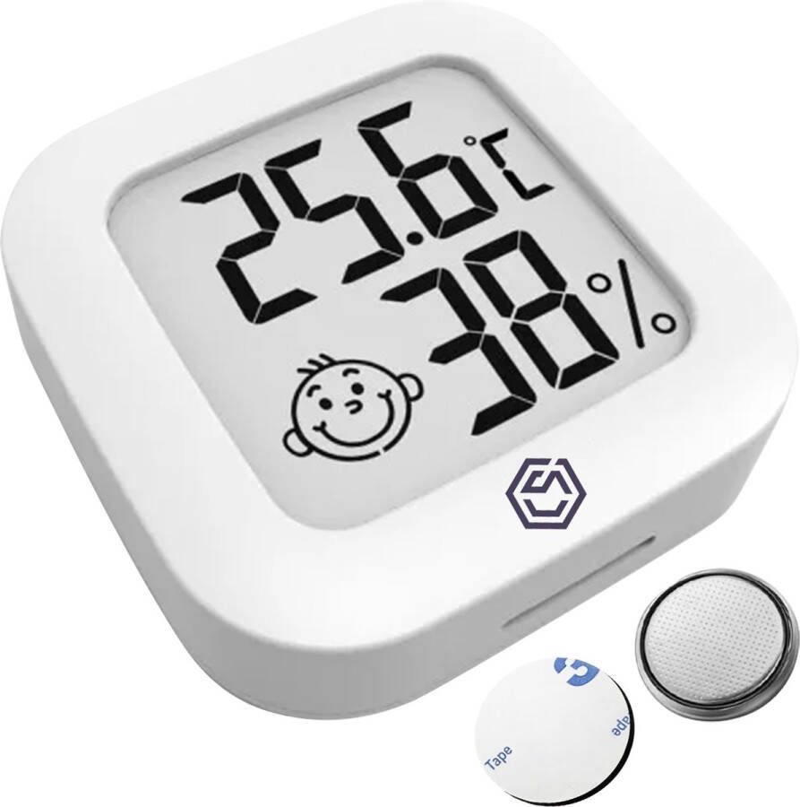 Ease Electronicz Hygrometer Weerstation Luchtvochtigheidsmeter Thermometer Voor Binnen Incl. Batterij en Plakstrip