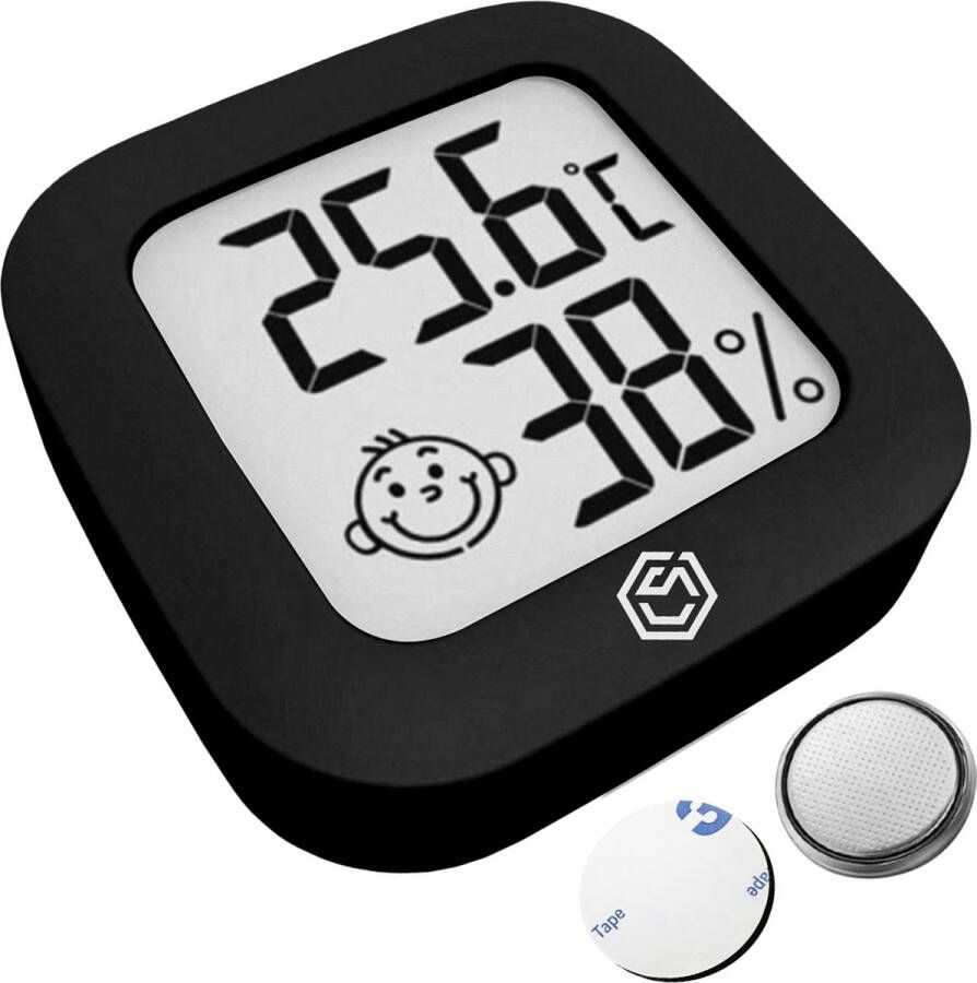 Ease Electronicz hygrometer Weerstation Luchtvochtigheidsmeter Thermometer Voor Binnen Incl. Batterij en Plakstrip