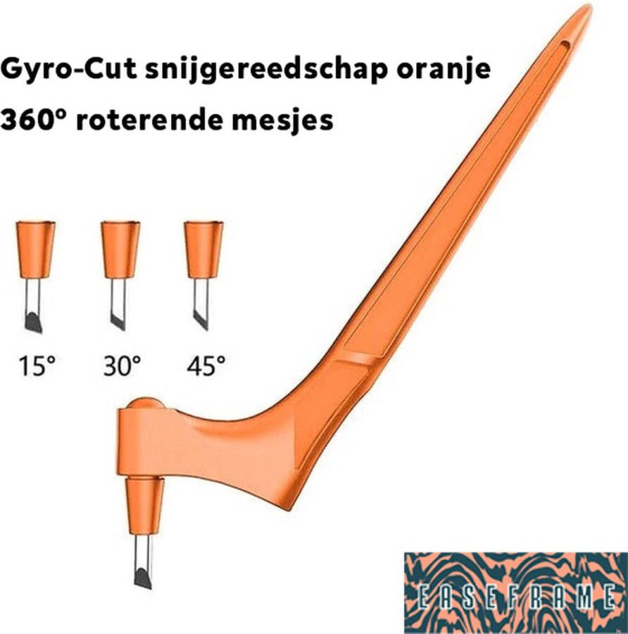 EaseFrame Gyro Cut Snijgereedschap + 3 mesjes Oranje 360° roterend mesje hobby papier karton kaarten stickers grafisch ontwerp