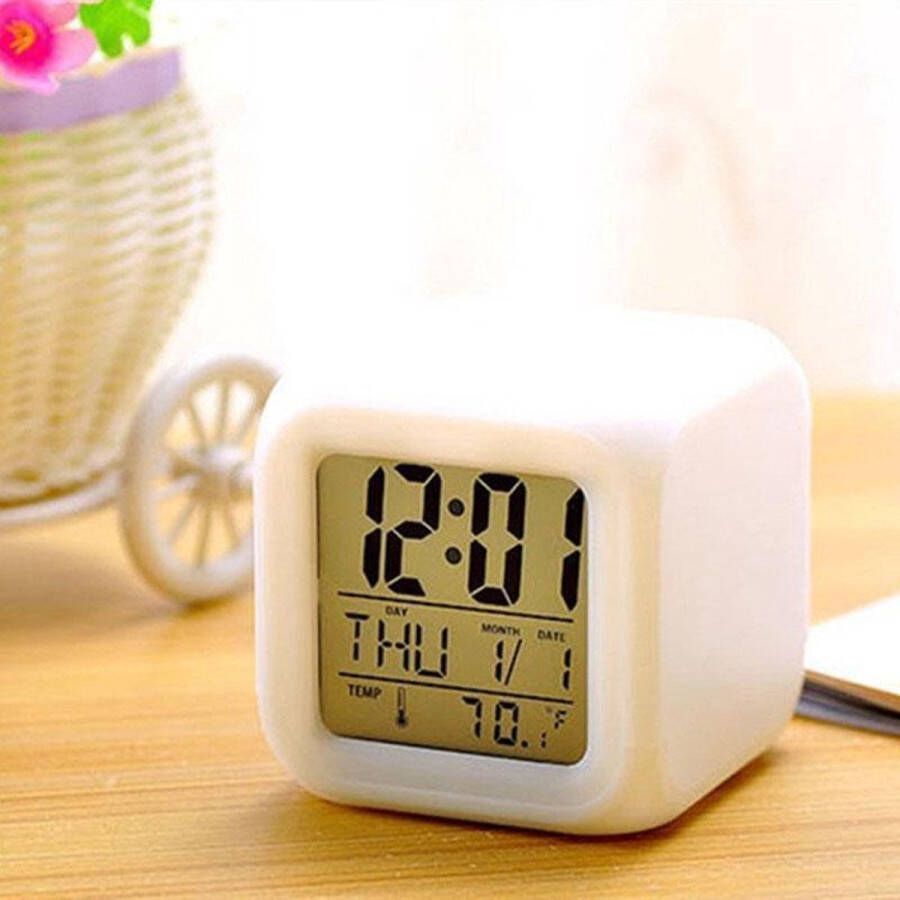 Easy EC Alarmklok LED wekker MoodiCare Clock CK-20 wekker alarm tijd datum dag en temperatuur- 7 kleuren