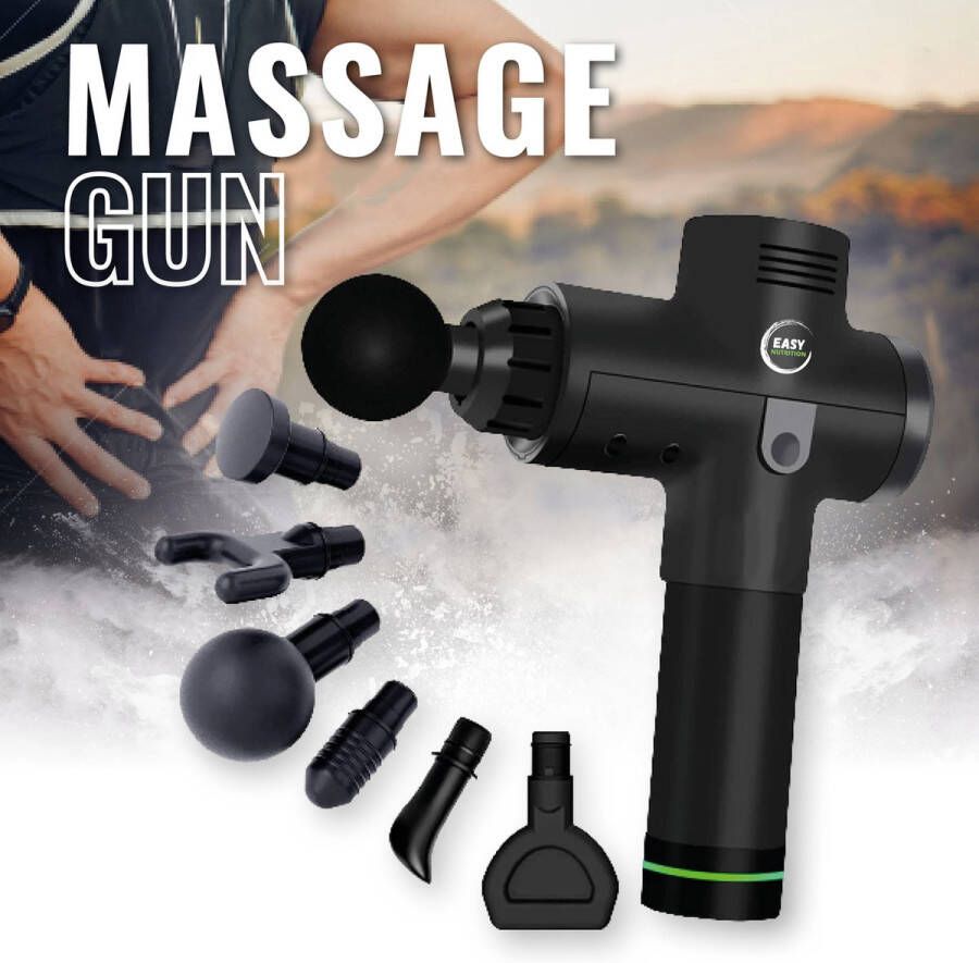 Easy Nutrition Massage Gun Massage Apparaat Massage Pistool Full Body Sport en Relax Massage Professioneel en krachtig Massage Pistool Professioneel 30 Standen Massage Pistool Incl. 6 Opzetstukken en Koffer