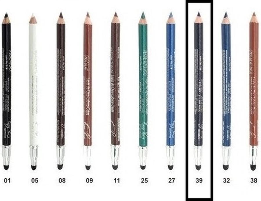 Easy Paris Cosmetics Easy Paris Oogpotlood en Lippotlood Extra Waterproof Donker Blauw Marine Blauw Azul Marino Met puntenslijper en smudger vervager Nummer 39 1 Stuks