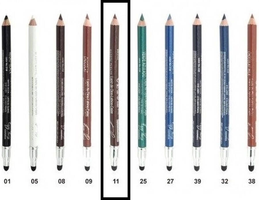 Easy Paris Cosmetics Easy Paris Oogpotlood en Lippotlood Extra Waterproof Bruin Marron Tabaco Met puntenslijper en smudger vervager Nummer 11 1 Stuks