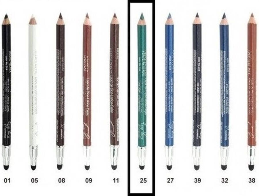 Easy Paris Cosmetics Easy Paris Oogpotlood en Lippotlood Extra Waterproof Keizerlijk Groen Verde Azulado Met puntenslijper en smudger vervager Nummer 25 1 Stuks