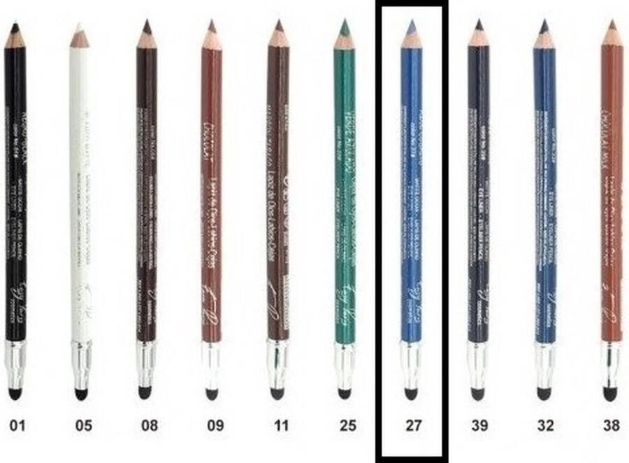 Easy Paris Cosmetics Easy Paris Oogpotlood en Lippotlood Extra Waterproof Kobalt Blauw Azul Cobalto Met puntenslijper en smudger vervager Nummer 27 1 Stuks