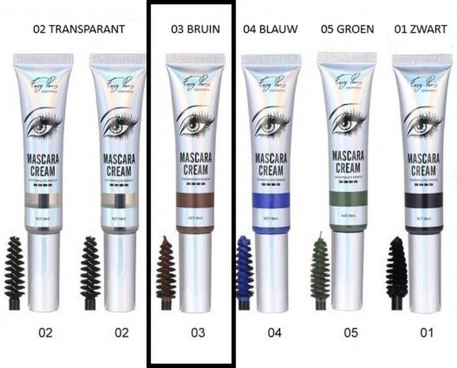 Easy Paris Cosmetics Mascara Cream Bruin Ultra Volumateur Waterproof Freefiber Vitamin-E Long Lasting Nummer 03 1 Tube met 18 ml inhoud
