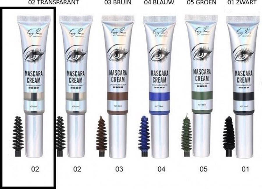 Easy Paris Cosmetics Mascara Cream Transparant Ultra Volumateur Waterproof Freefiber Vitamin-E Long Lasting Nummer 02 1 Tube met 18 ml inhoud