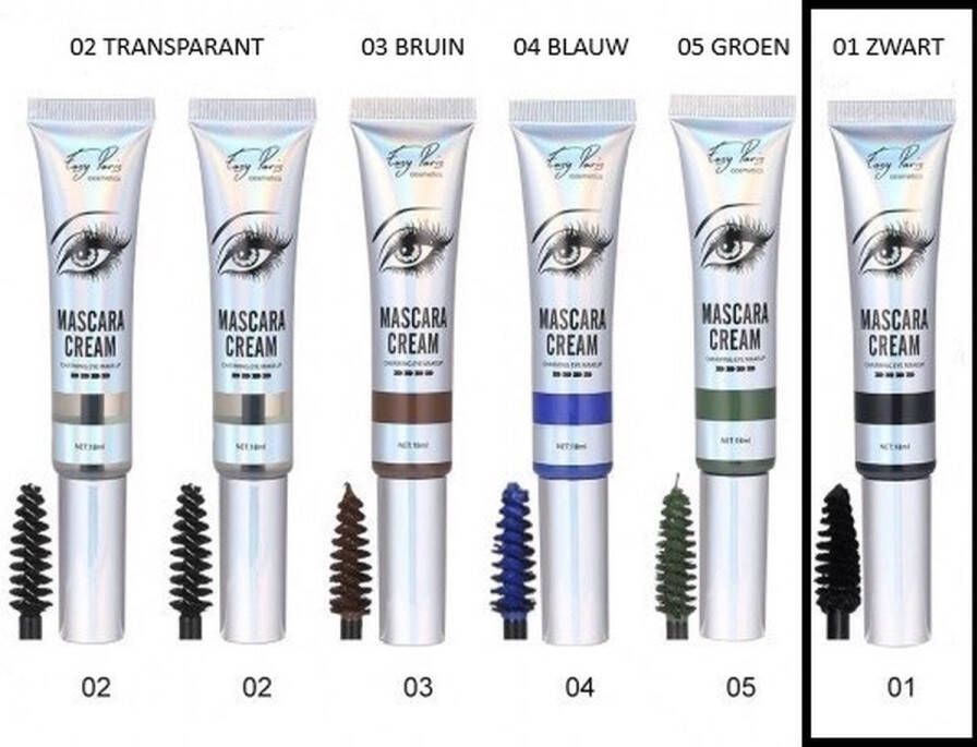 Easy Paris Cosmetics Mascara Cream Zwart Ultra Volumateur Waterproof Freefiber Vitamin-E Long Lasting Nummer 1 Tube met 18 ml inhoud