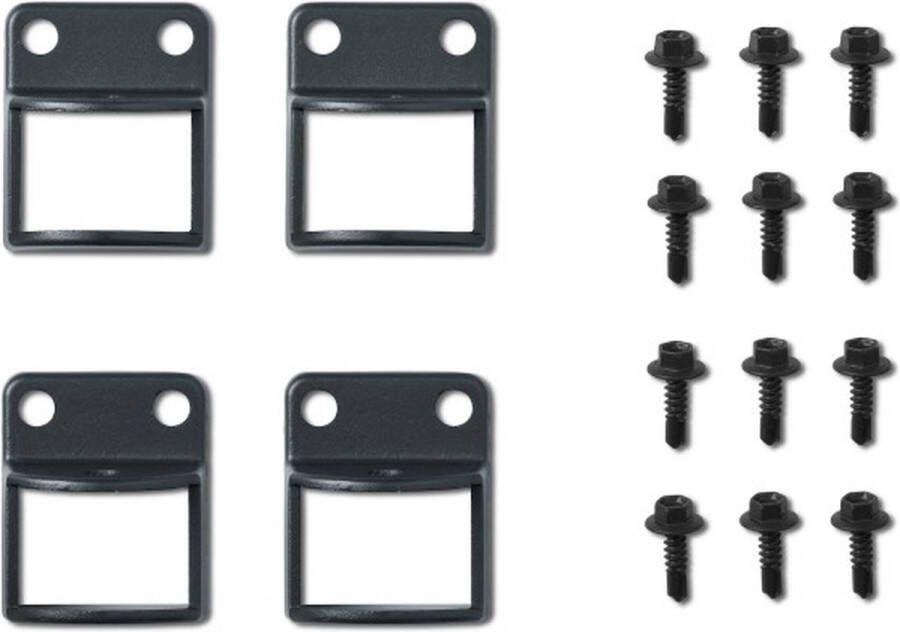 Easycloture Aluminium Hekbevestigingen Tuinhek Set van 4 12 Schroeven Grijs