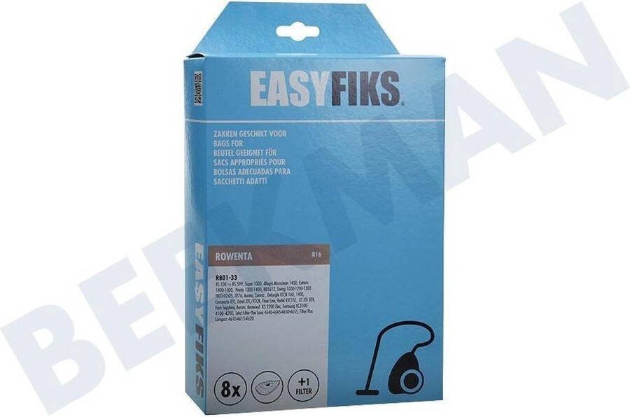 Easyfiks R16 stofzuigerzakken geschikt voor Rowenta RB01-33 8 Stuks