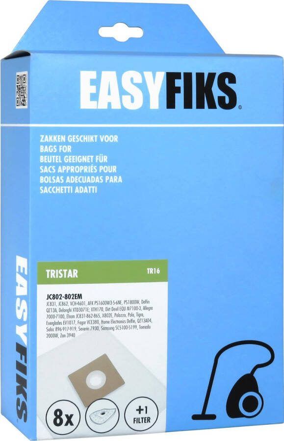 Easyfiks Stofzuigerzakken Geschikt voor Tristar JC802-802EM 8 Stuks