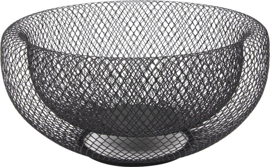 Easyline Metalen fruitmand fruitschaal zwart rond 26 x 13 cm Fruitschalen fruitmanden