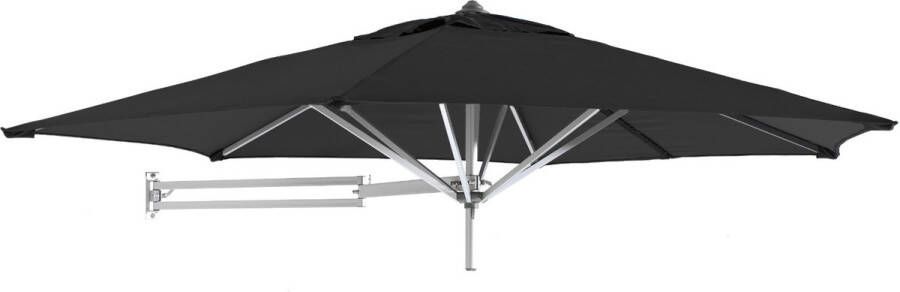 Easysol Muurparasol Wandparasol Hexagonaal Rond Wandparasol Parasol muurbevestiging Muurparasols 250 cm diameter Zwart