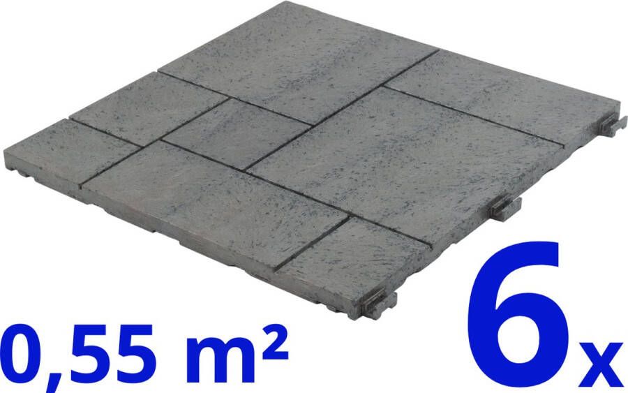 EASYtile Terrastegels Composiet Lichtgrijs 6 Stuks 0.55 m² Vlondertegels Balkontegels Onderhoudsvrij Makkelijke en Snelle Montage