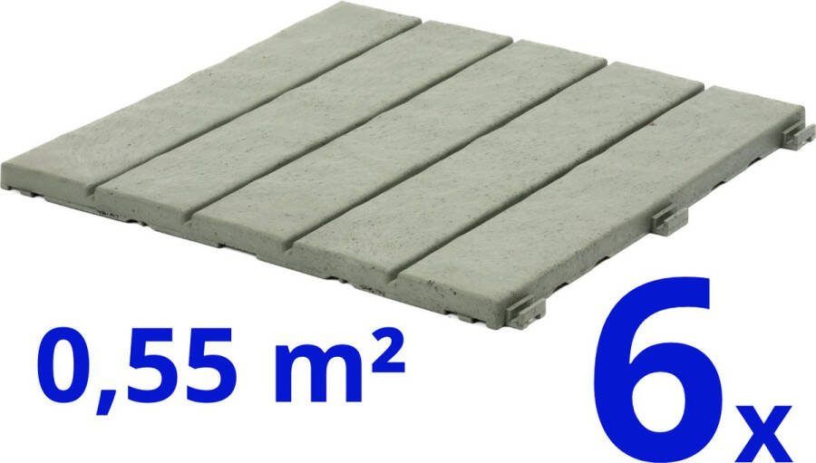 EASYtile Terrastegels Composiet Salie Groen 6 Stuks 0.55 m² Vlondertegels Balkontegels Onderhoudsvrij Makkelijke en Snelle Montage