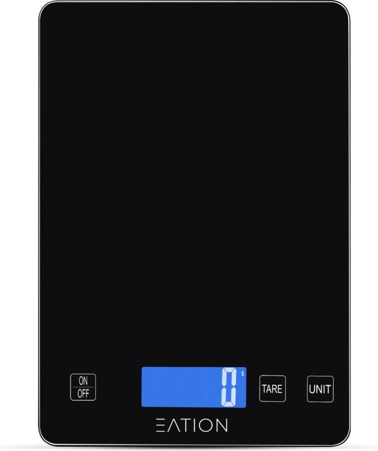 Eation Digitale Precisie Keukenweegschaal – Weegschaal Keuken USB Oplaadbaar 1gr tot 15kg – Tarra Functie Zwart