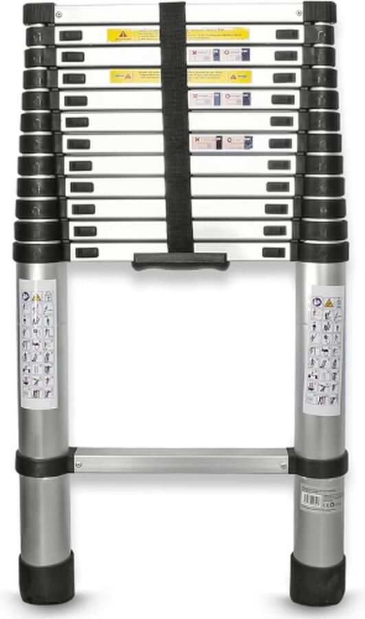 Eaxus. Eaxus Telescoopladder 3 80 Meter Telescopische Vouwladder Telescopische Ladder Inklapbaar Soft Close Telescoopladder 3 80 Meter