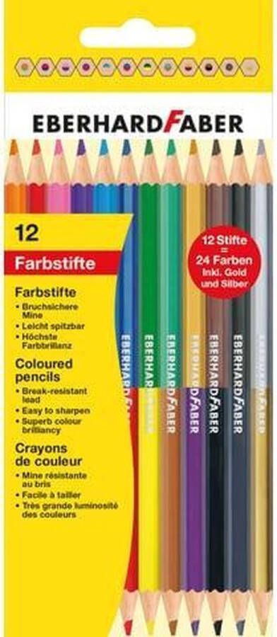 Eberhard Faber kleurpotlood 2-zijdig gekleurd etui 12 stuks 24 kleuren