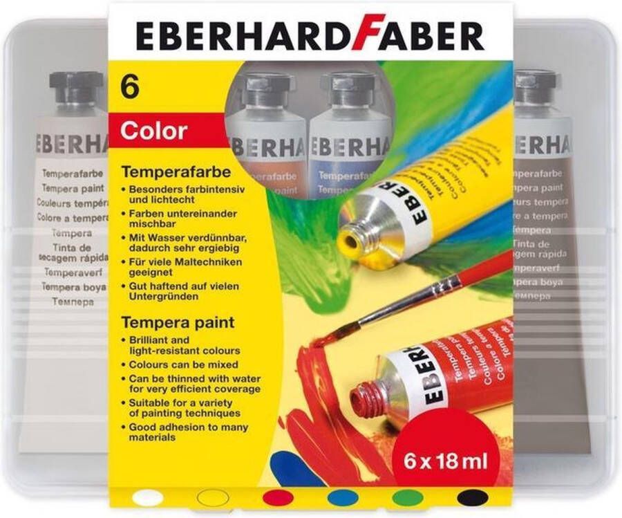 Eberhard Faber plakkaatverf 6 kleuren tube 18 ml EF-575505