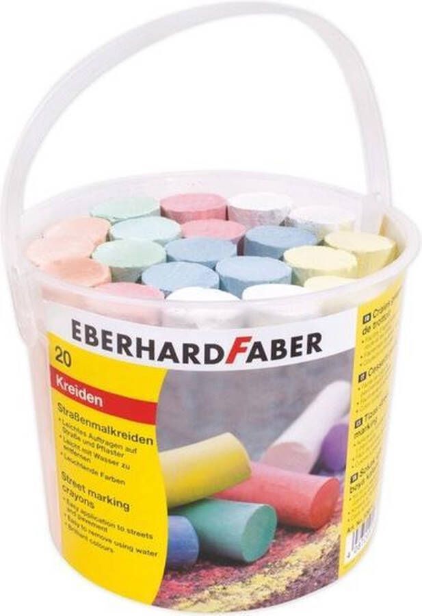 Eberhard Faber stoepkrijt emmer met 20 krijtjes