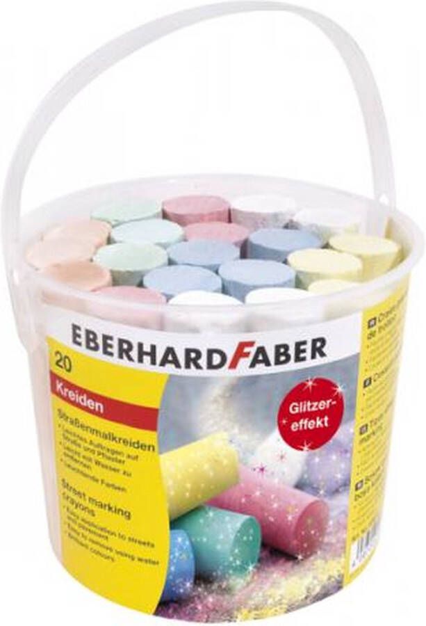 Eberhard Faber Stoepkrijt 20st. glitter emmer EF-526520