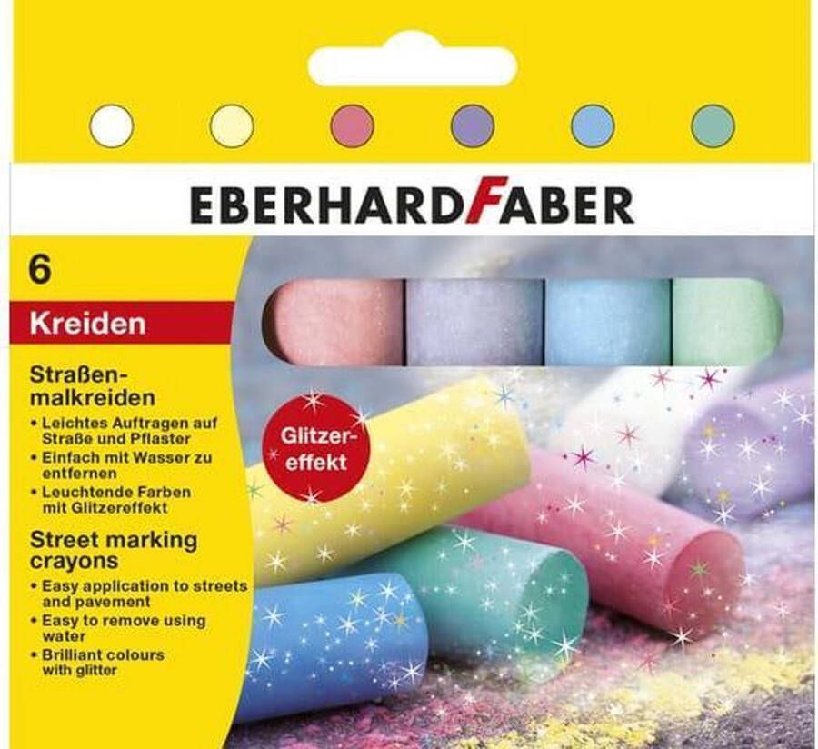 Eberhard Faber stoepkrijt 6st. glitterkleuren EF-526504