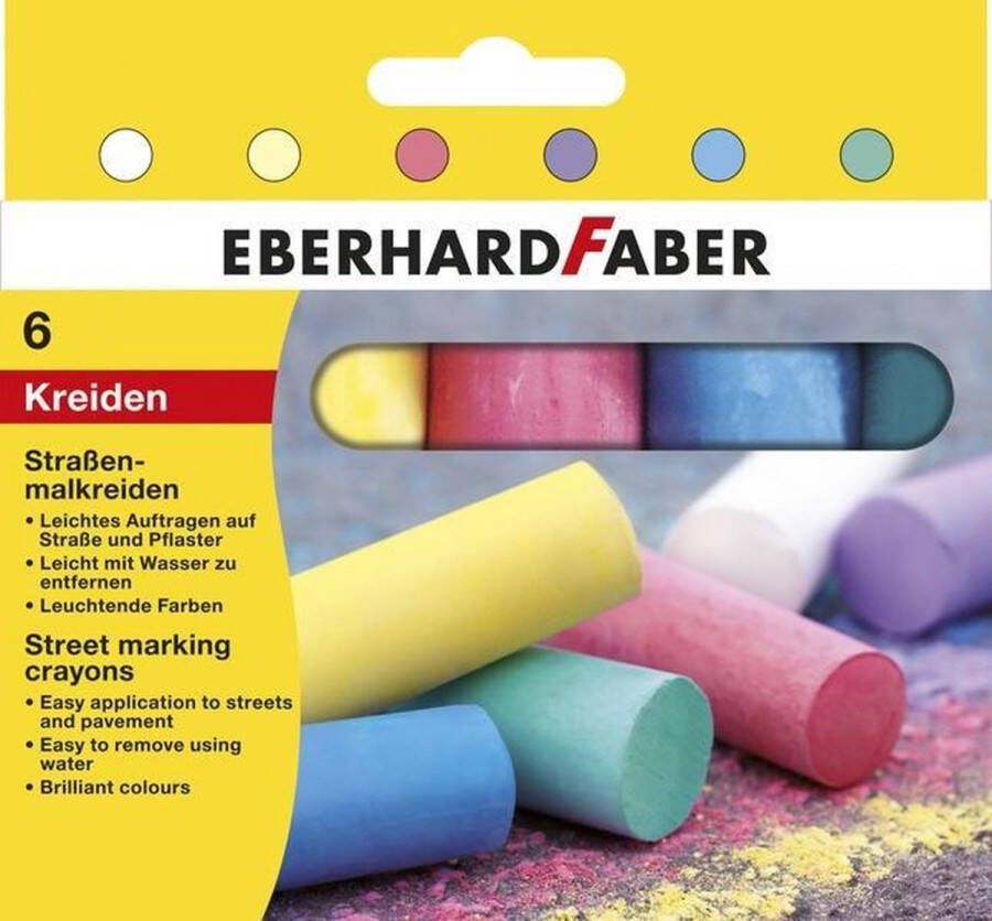 Eberhard Faber Stoepkrijt 4-kantig 6 kleuren