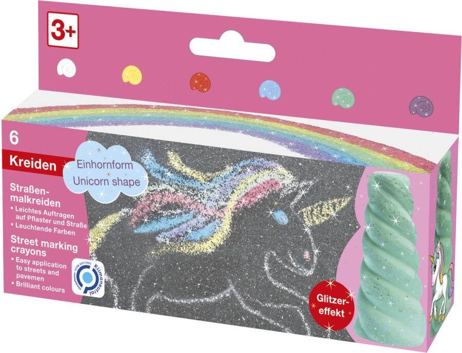 Eberhard Faber stoepkrijt Unicorn 6 stuks met glitters EF-526560