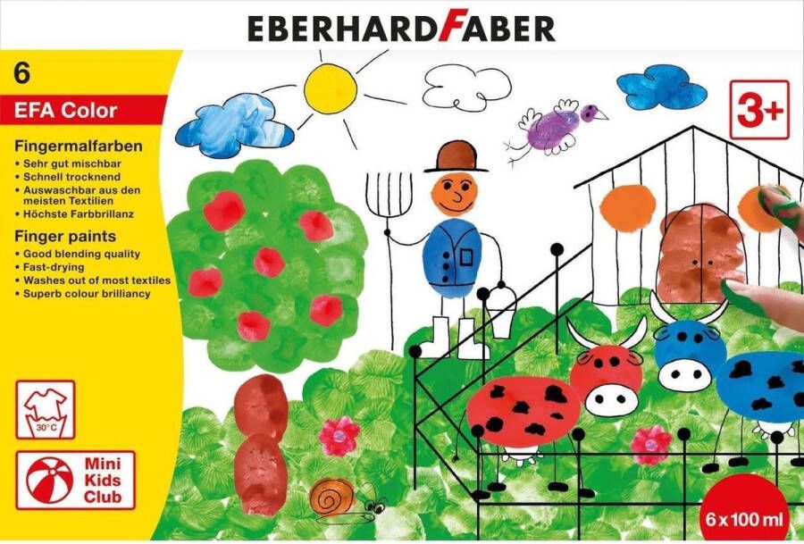 Eberhard Faber vingerverf 100ml geel rood blauw groen wit zwart EF-578806
