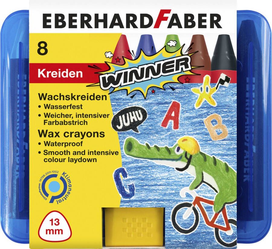 Eberhard Faber Waskrijt driekantig 8 stuks kunststof etui