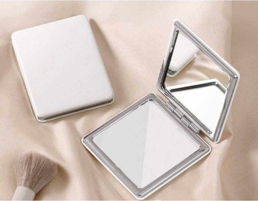 ECarla Elegante Make-up Spiegel Inklapbare Cosmetische Spiegel 7.2 cm Wit