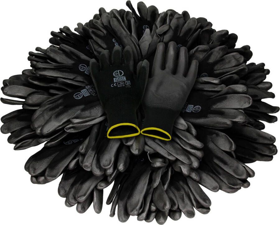Ecd germany 24 paar werkhandschoenen met PU coating maat 8-M zwart monteurshandschoenen montagehandschoenen beschermende handschoenen tuinhandschoenen kleuren & maten