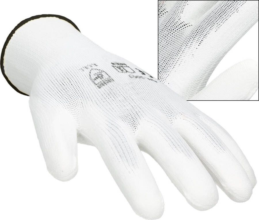 Ecd germany 4 paar werkhandschoenen met PU coating maat 10-XL wit monteurshandschoenen montagehandschoenen beschermende handschoenen tuinhandschoenen kleuren & maten