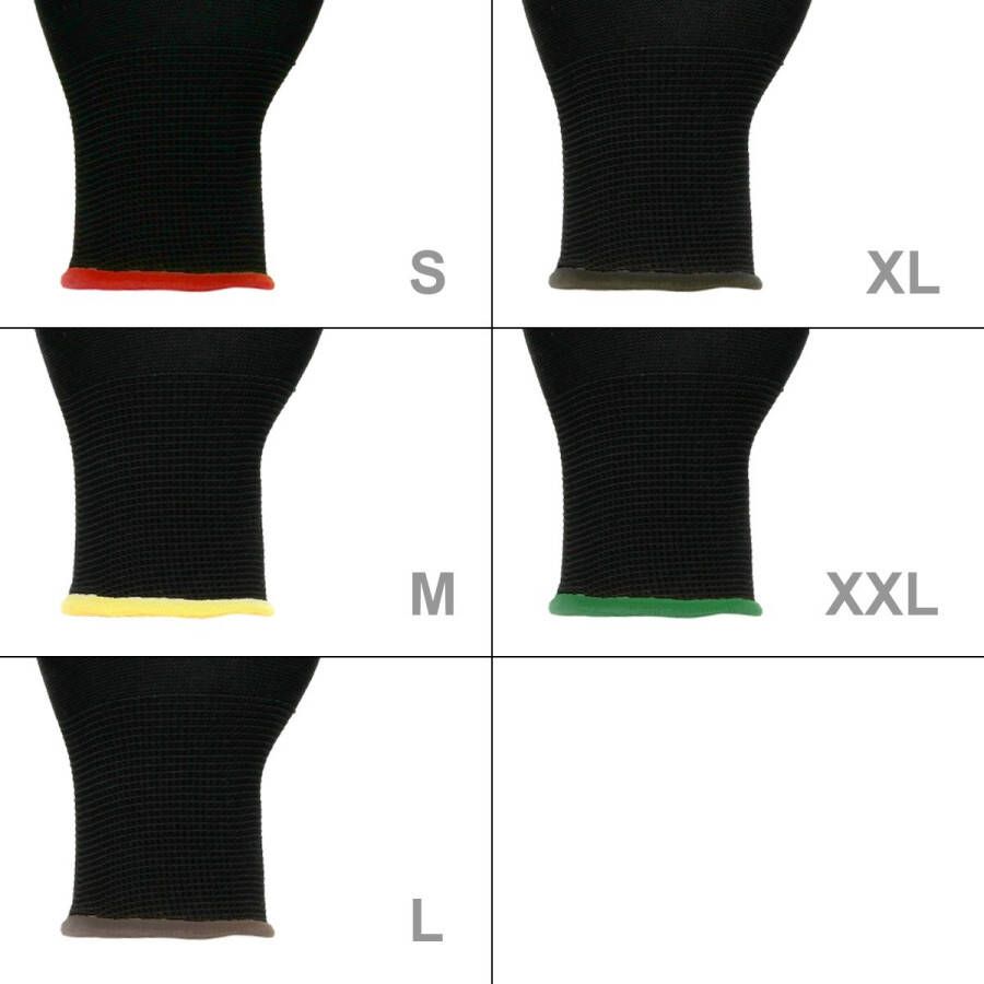 Ecd germany 4 paar werkhandschoenen met PU coating maat 7-S zwart monteurshandschoenen montagehandschoenen beschermende handschoenen tuinhandschoenen kleuren & maten