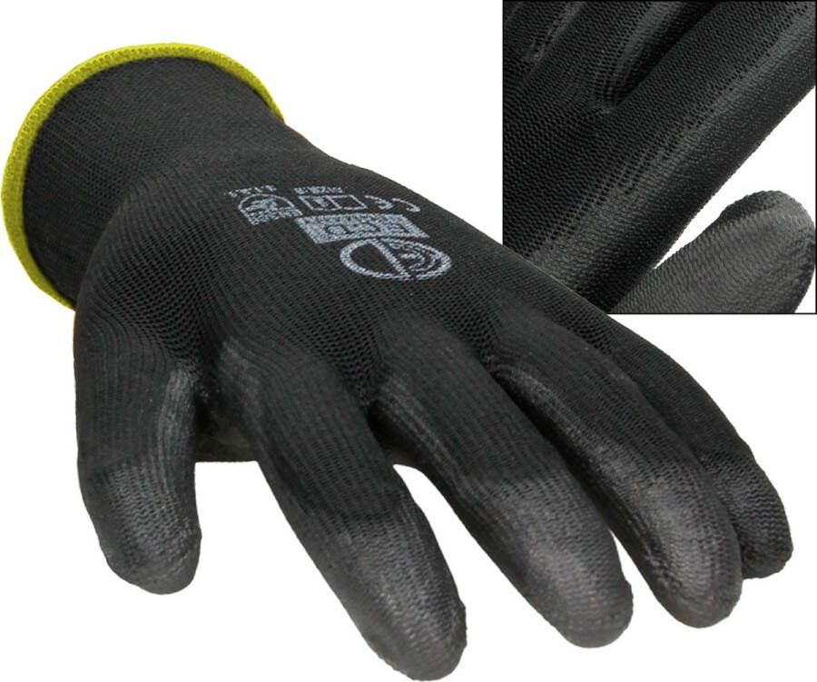 Ecd germany 4 paar werkhandschoenen met PU coating maat 8-M zwart monteurshandschoenen montagehandschoenen beschermende handschoenen tuinhandschoenen kleuren & maten