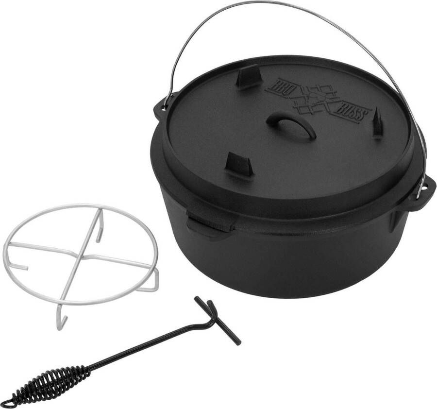 BBQ#BOSS Dutch Oven Set Bbq 13 6l Gebakken Gietijzeren Vuurpot Kookpot Met Dekselheffer