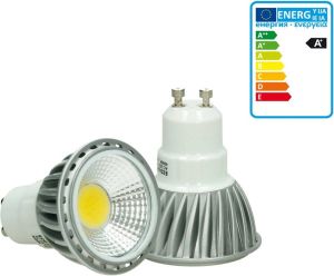 ECD Germany 6-pack GU10 COB Spot 6W ong. 321 lumen vervangt 30W halogeen lamp 30º stralingshoek koel wit 6000K