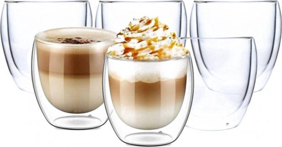6 Dubbelwandige Glazen Set Van 6-Latte Macchiato Espresso Koffieglazen-Koffiekopjes Theeglazen-Koffieglas-6 x 250 ml
