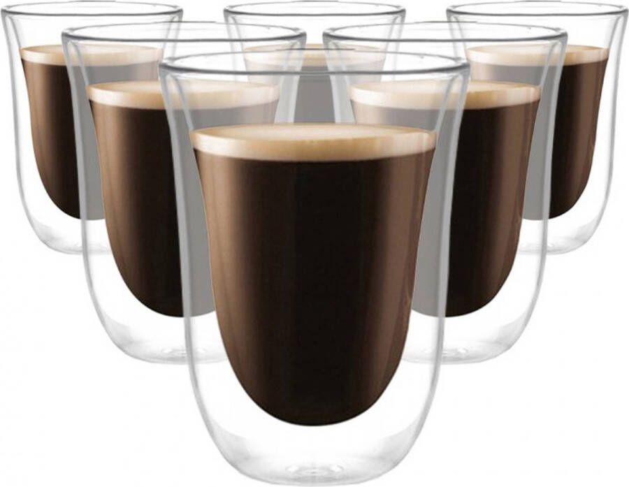 ECdesign Dubbelwandige Glazen 270 ml Set van 6 Koffieglazen Theeglas Cappuccino Glazen Latte Macchiato Glazen