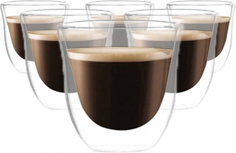ECdesign Dubbelwandige Glazen 70 ml Set van 6 Koffieglazen Espresso Glazen Cappuccino Glazen Latte Macchiato Glazen