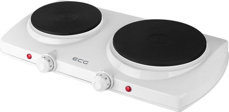 ECG EV 2512 White Dubbele elektrische kookplaat 2 kookplaten 185 mm (1500 W) en 155 mm (1000 W)