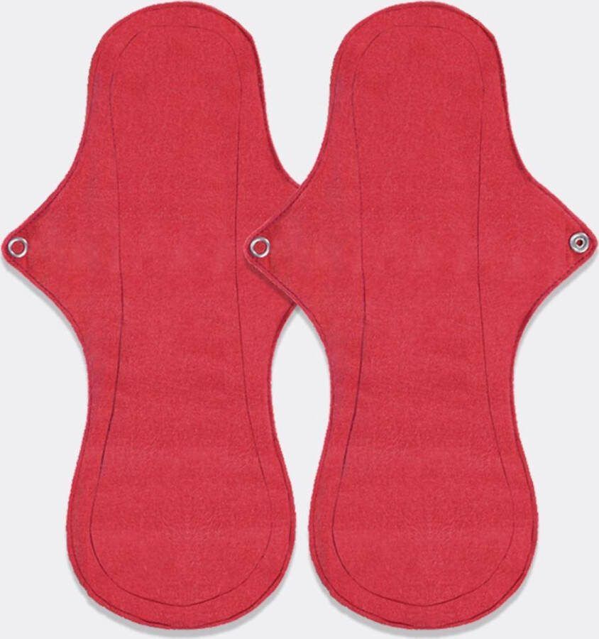 Eco Femme ​wasbaar maandverband Nightpad XL ​2​-Pack 100% Biologisch Katoen ​Rood​​​​​