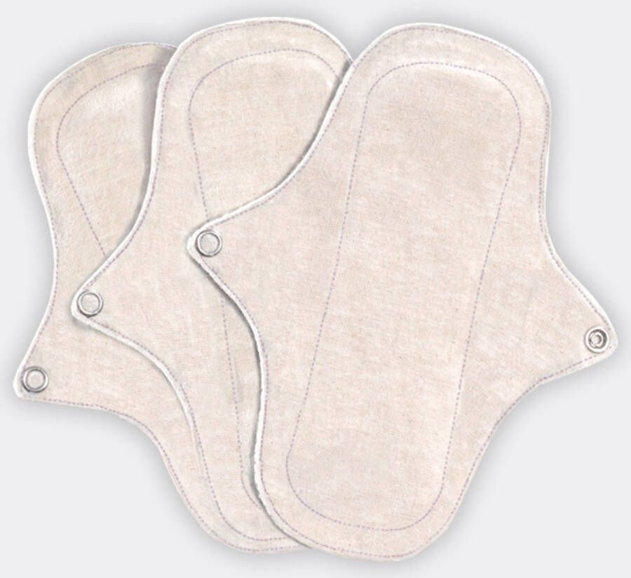 Eco Femme wasbare Inlegkruisjes 3-Pack (ZONDER pul) 100% Biologisch Katoen Wit duurzaam herbruikbaar zonder plastic