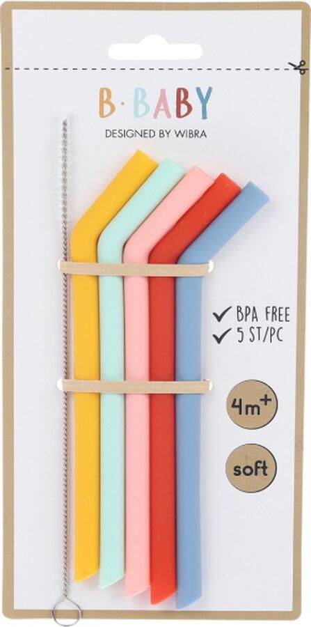 Eco rietjes Speciaal voor baby's en kinderen Herbruikbaar Silicone rietjes BPA free 5 stuks Incl. Schoonmaakborstel