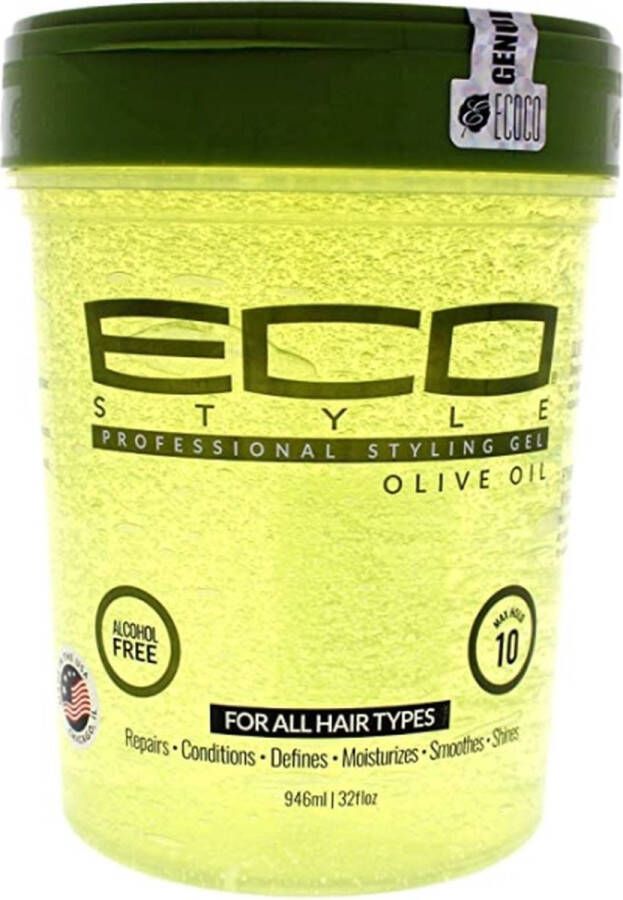 Eco Styler ECO Style Professional Styling Gel Olive Oil 946 ml (32 FL OZ) Max Hold 10 Water Based For all hairtypes Voor alle haarsoorten Wheat Protein Olijfolie styling gel