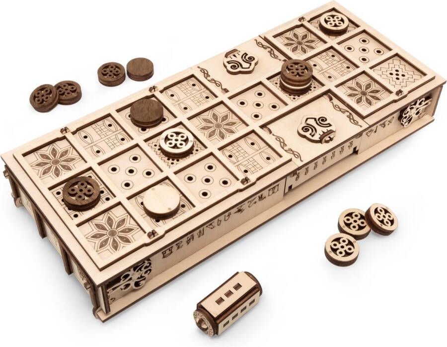 Eco-Wood-Art 3D Houten Puzzel Game Set 2 in 1 Bordspel Ur en Senet 1355