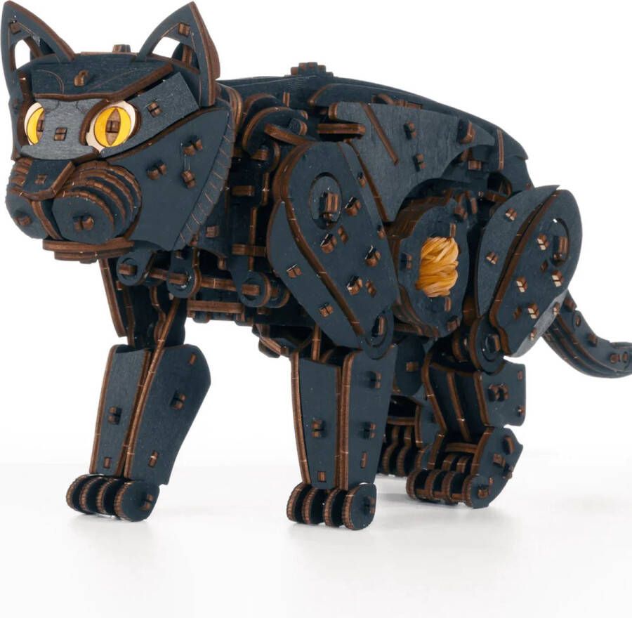 Eco-Wood-Art 3D Houten Puzzel Mechanische Wilde Zwarte Kat Wild Black Cat 2598 47 6x11x18 9cm