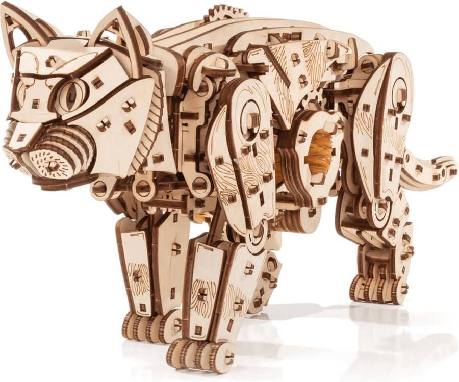 Eco-Wood-Art 3D Houten Puzzel Mechanische Wild Cat 2604 47 6x11x18 9cm